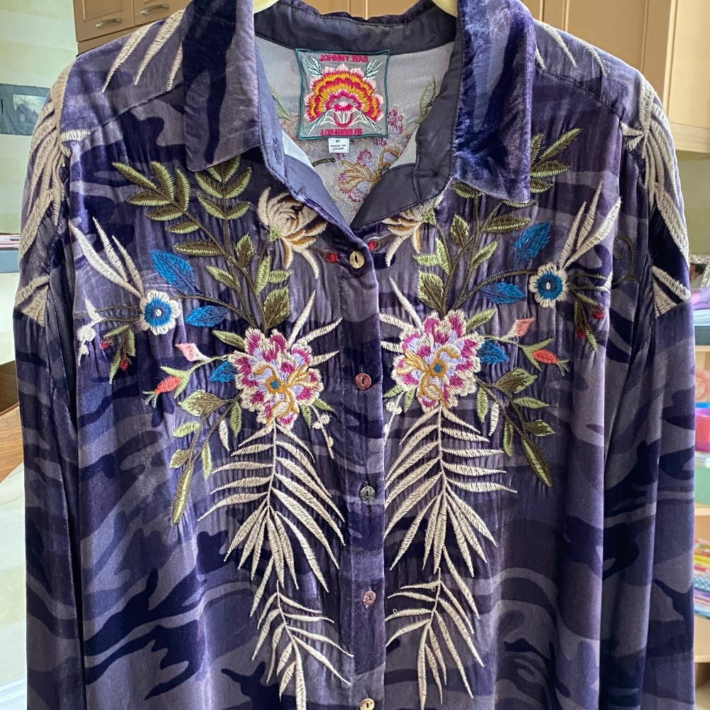 Johnny Was purple blouse size M